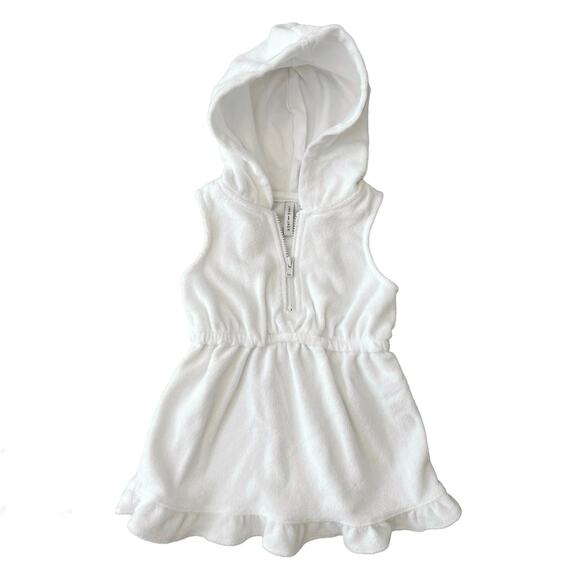 Janie and Jack Hooded Terry Swim Cover-Up White Girl’s Size 6-12 Months